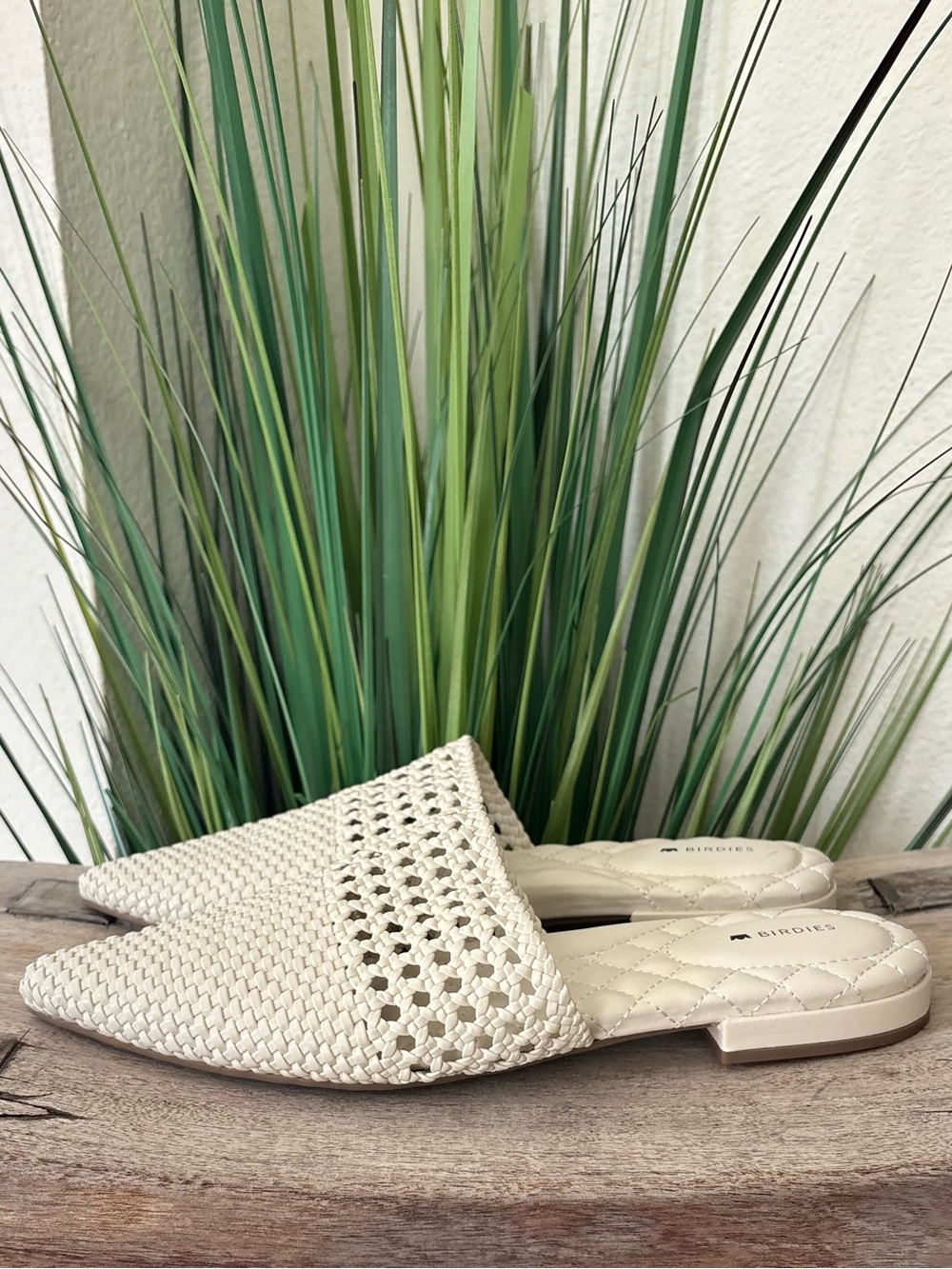 Birdies Woven White Cream Mules - Picture 3 of 8